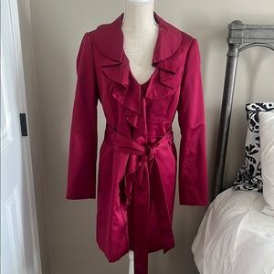 White house black market fuchsia trench coat